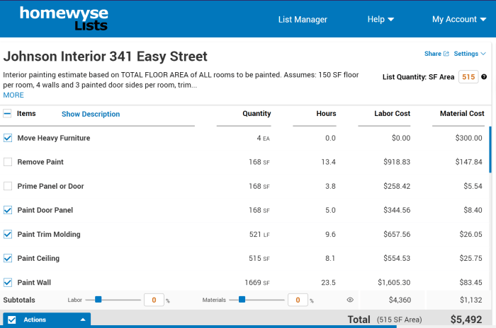 Homewyse Lists - User Guide