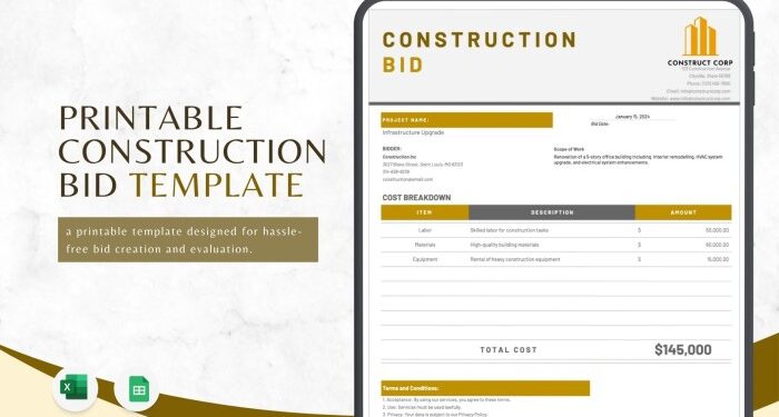 Free Bid Templates to Edit Online